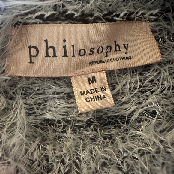 Philosophy gray eyelash mock neck sweater, nylon acrylic wool blend, medium - Picture 14 of 15